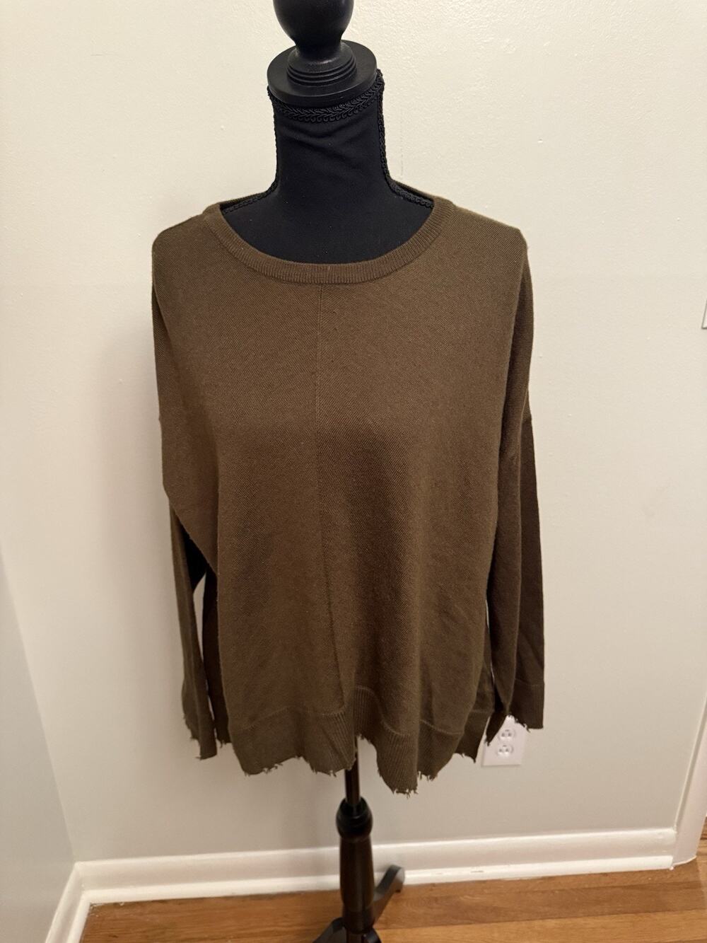 Kerisma Lawson Pullover Sweater Raw Ribbed Hem Women's M/L Brown Wool/Acrylic